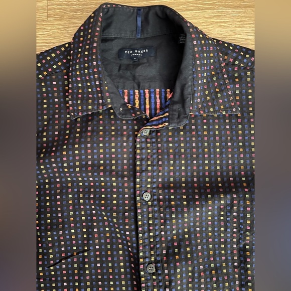 Ted Baker London Black Multicolor Button Down Shirt, size L - Picture 5 of 13